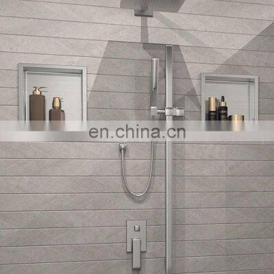 Bathroom black 30 x 30 304 stainless steel waterproof shower niches recessed shelf white 600mm metal wall