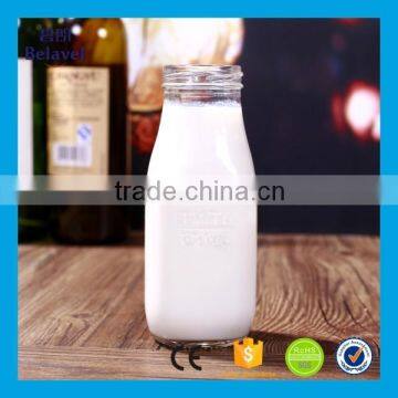 320ml embossed clear glass beverage bottle glass milk drinking bottle