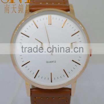 custom watches men classic simple style casual watch Brown PU stap