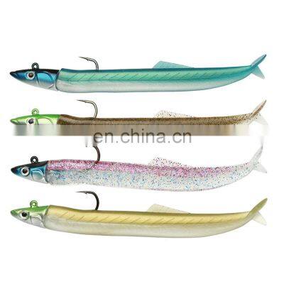 JOHNCOO LASH SAND EEL 115mm 9g Soft Fishing Lure Tail Jig Head Hook Minnow Artificial Bait Saltwater Sea Bass