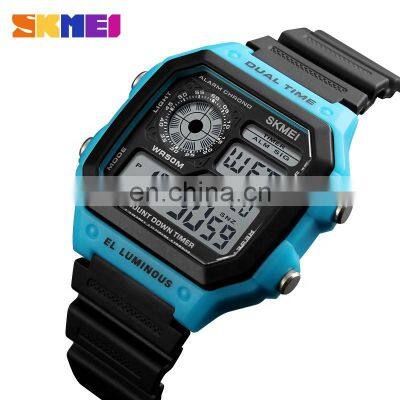 SKMEI suppliers watch 1299 PU band stainless steel back japanese watches brands time zone