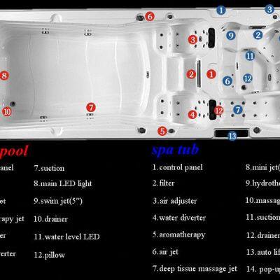 Dual Drive Infinity Swimming Pool Tub Large Home Use Acrylic Massage Whirlpool Spa Hot Tub For Sale photo-6