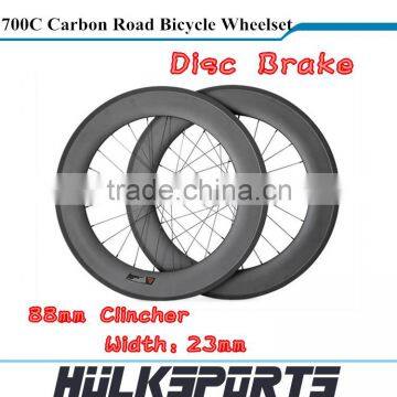 Wholesale Disc Brake Road bicycle wheels 700c full carbon road bike 88mm Clincher wheels carbon cycling wheelset