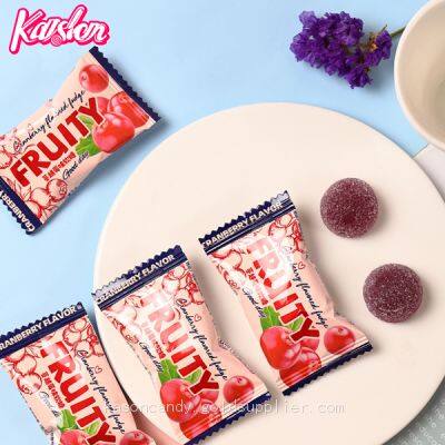 High quality with real fruit juice chewy taste cranberry fruit gummy soft candy
