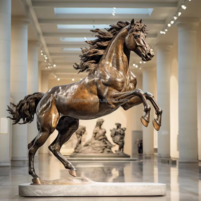 Handcrafted bronze horse sculpture, dynamic equestrian art, luxurious home museum or gallery, high-end metal handicrafts