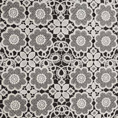 XS1748 White Floral Embroidered Lace Fabric Delicate Openwork Pattern For Bridal Evening Wear