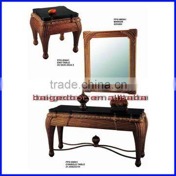 Hot Sale Classic French Style Distressed Wood Console Table and Mirror Set S-0941