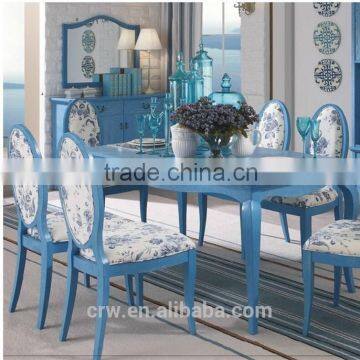 DT-4072 Vintage Blue and Antique White Dining Table Set Garden Furniture