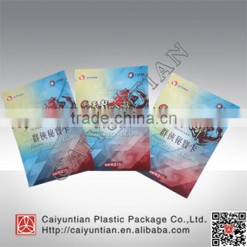 game card plastic packaging bag with tear and ziplock