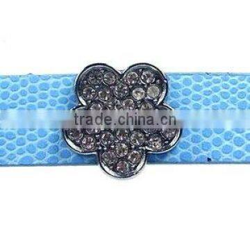 Wintersweet Flower 18mm Rhinestone Slide Charms Wholesale, fits 18mm width Leather Bracelet