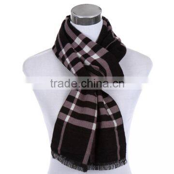 Custom Mens winter black striped cashmere feel viscose scarf 6 colors