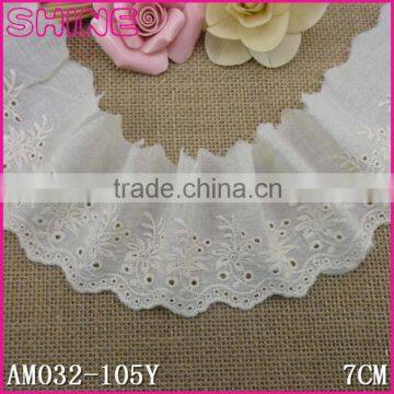 2.86" Cheap China Factory Embroidery Nylon Natural Color 100% Cotton Polish Lace