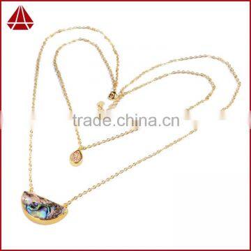 Abalone Layer Necklace Delicate Gold Druzy Necklace