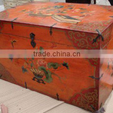 Antique chinese lift top wooden trunk LWF129