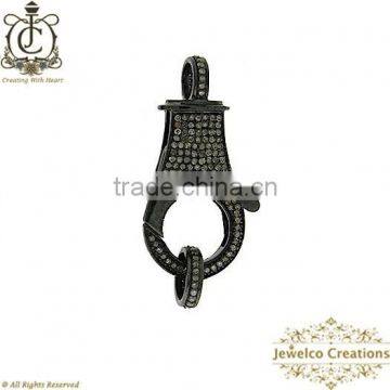 925 Sterling Silver Pave Diamond Clasp Finding, Silver Diamond Findings Jewelry, Diamond Pave Clasp Jewelry Manufacturer