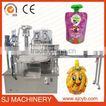 Full automatic stand up pounch filling and cap-screwing machine