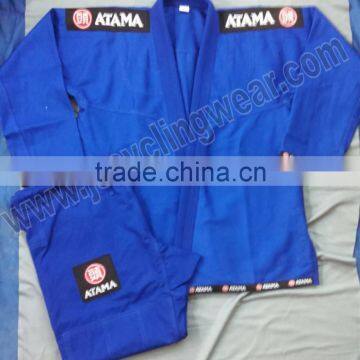 Custom blue BJJ Gi with embroidery patches