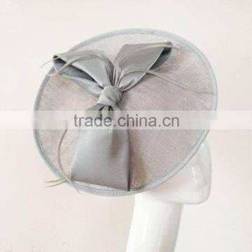 Silver big disc sinamay fascinator