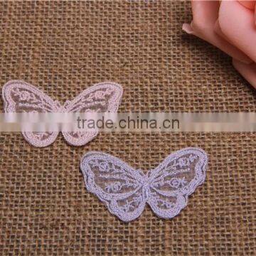 colorful butterfly pattern hand made hollow embroidery chemical mesh lace applique for accessory