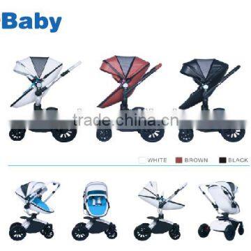 Luxury leather 3 in 1 baby stroller,Landscape baby stroller