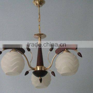 Glass Ball Pendant Lamp/ Wooden Chandelier Lighting Fixture