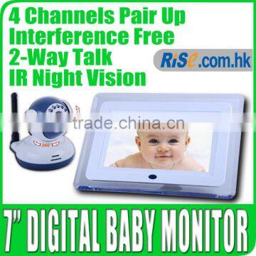 7" TFT LCD Wireless Video 2-way Talk Camera Baby Monitor