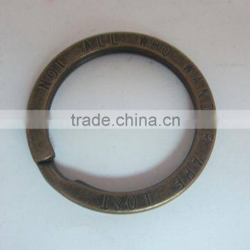 Round Shape Antique Brass Metal Flat Key Ring For Promotion Gift