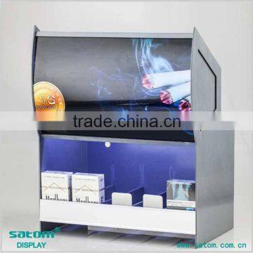 Wall-Mount Built-in Light Cigarette Counter Display With AD Poster