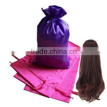 Printed Custom Drawstring Satin Hair extension weave Bag