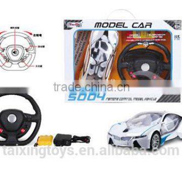 Newest Design 1:16 four channel RC Remote Control Car with Light and steering wheel for children