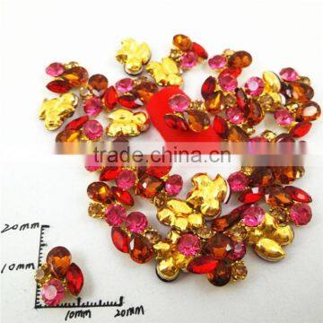 DIY golden colorful crystal stone wholesale 3d nail art charms nail jewelry