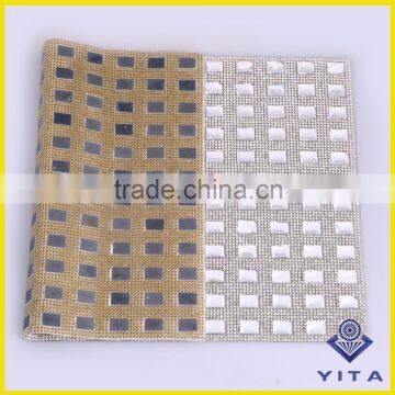 24x40cm Glass Crystal Material Hot Fix Rhinestone Mesh Sheet For Lady Shoes photo-3