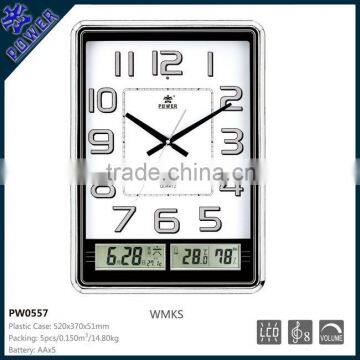 Jumbo calendar lcd wall clock,Home clock,Square wall clock with LED,music clock