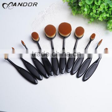 Top sale 10 pieces synthetic fiber black make up tools