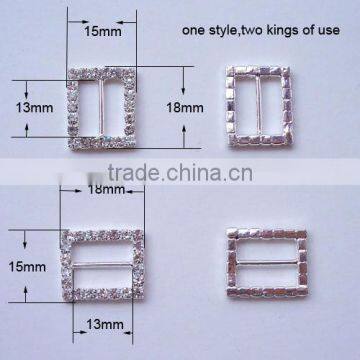 (M0412) 13mm inner bar,vertical rectangular rhinestone buckle,one style,two kinds of use