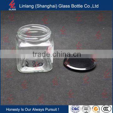 Honey industrial use and screw cap sealing type 200ml quadrangular glass jam jar