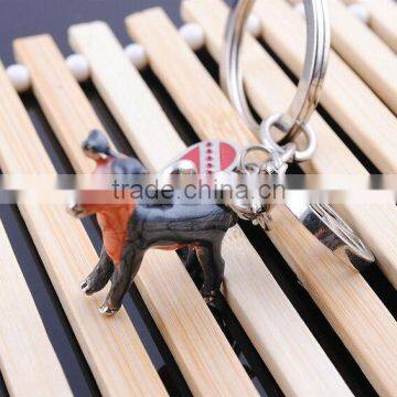 Promotion hard pvc deer zine alloy lover key ring