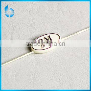 Single insertion plastic seal tag for garments hang tag lock