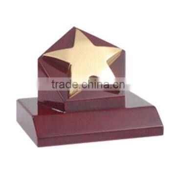 Personalized Metal Star Trophy Awards on Wooden Base