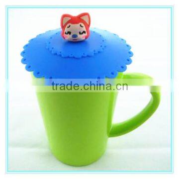 animal shapes silicone coffee mug rubber lid