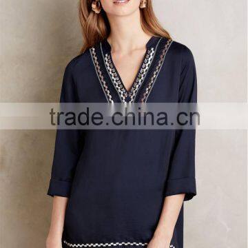 Ladies Blouse Long Sleeve Latest Design Embroidered Blouse in Fashion photo-2