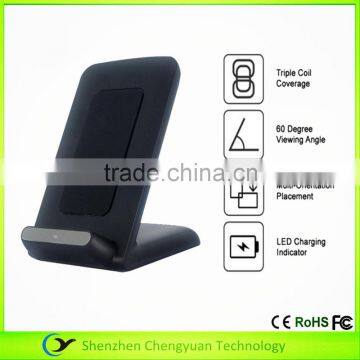 DC5V2A 3 coil wireless charger universal induction desktop wireless charger holder wireless charger for smartphone