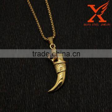 Stainless Steel Simple Gold Pendant Design Tiger Tooth Pendant Necklace