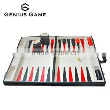 Classic red blue backgammon in leather cage