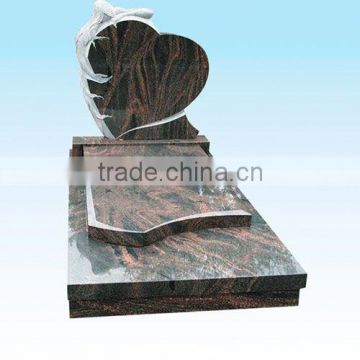 SKY-M16 Tiger Skin Granite Monument Heart Red DoubleTombstone