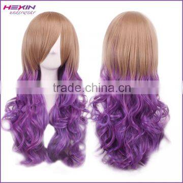 Cheap Hot Selling Brown With Pink Long Kinky Curly Wig photo-3