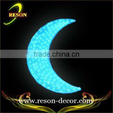 W55*38cm blue led acrylic lighting metal moon wall decor