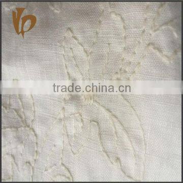 China supplier textile linen fabric wholesale good quality half-bleached embroidered fabric for women