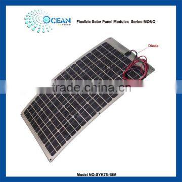 Semi-flexible solar panel 75w flexibile solar panel kit