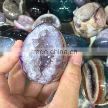 Natural Agate Geode Egg Smile Crystal Egg Ornaments photo-2